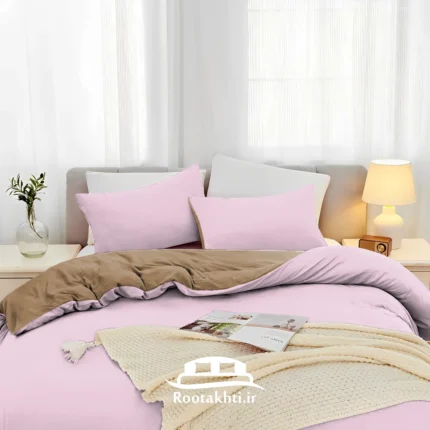 سرویس روتختی دو رنگ صورتی قهوه ای
