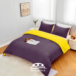 سرویس روتختی دورنگ بنفش بادمجانی و زرد خردلی