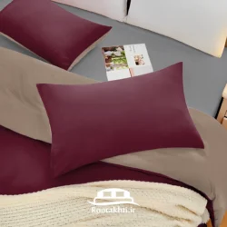 سرویس روتختی دورنگ زرشکی شرابی و بژ شنی