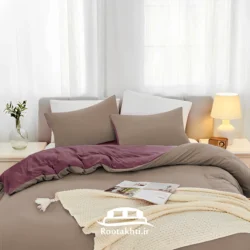 سرویس روتختی دورنگ زرشکی شرابی و بژ شنی