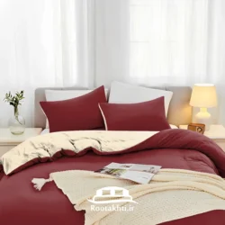 سرویس روتختی دورنگ زرشکی شرابی و کرم وانیلی