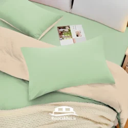 سرویس روتختی دورنگ سبز یشمی و بژ روشن