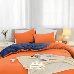 سرویس روتختی دورنگ سرمهای سلطنتی و نارنجی