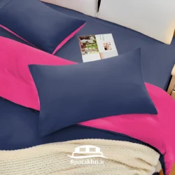 سرویس روتختی دورنگ صورتی رز و سرمهای