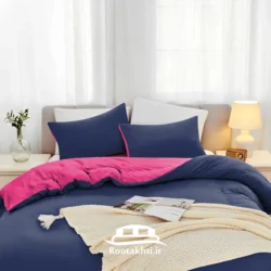 سرویس روتختی دورنگ صورتی رز و سرمهای