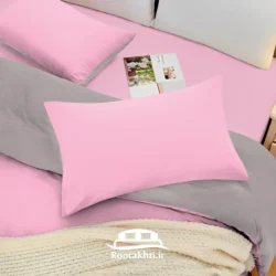 سرویس روتختی دورنگ صورتی رز و طوسی روشن