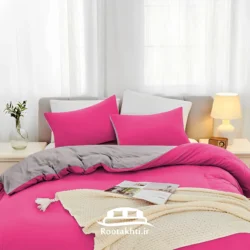 سرویس روتختی دورنگ صورتی رز و طوسی