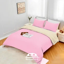 سرویس روتختی دورنگ صورتی پودری و کرم وانیلی