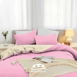 سرویس روتختی دورنگ صورتی پودری و کرم وانیلی