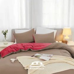 سرویس روتختی دورنگ سرخ و بژ شنی