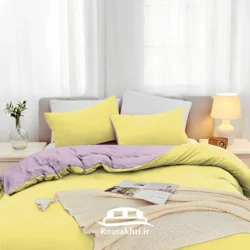 سرویس روتختی دورنگ یاسی چرک و لیمویی