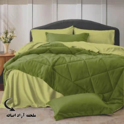 سرویس روتختی مینیمال دورو سبز و لیمویی با ملحفه آزاد اضافه