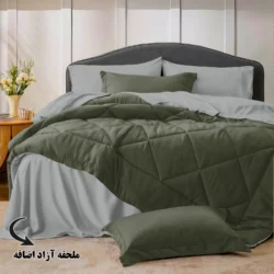 سرویس روتختی مینیمال دورو سبز و طوسی با ملحفه آزاد اضافه