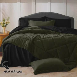 سرویس روتختی مینیمال دورو سبززیتونی و مشکی با ملحفه آزاد اضافه