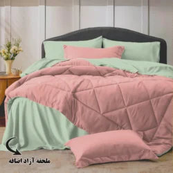 سرویس روتختی مینیمال دورو گلبهی و سبز پاستیلی با ملحفه آزاد اضافه