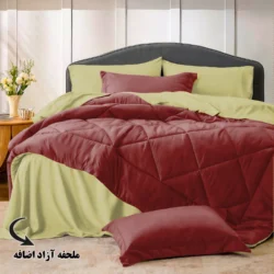 سرویس روتختی مینیمال دورو زرشکی و لیمویی با ملحفه آزاد اضافه